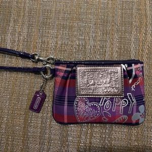 Poppy Coach Plaid Wristlet